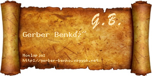 Gerber Benkő névjegykártya